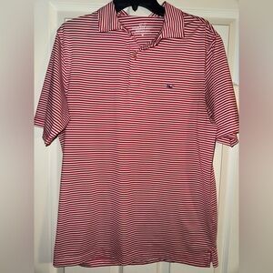 Vineyard Vines Red and White Striped Performance Polo Shirt